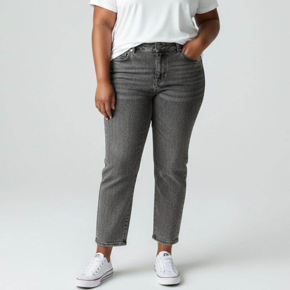Democracy "Ab"solution High Rise Boyfriend Jeans NWT Women's Sz 20W Gray Denim